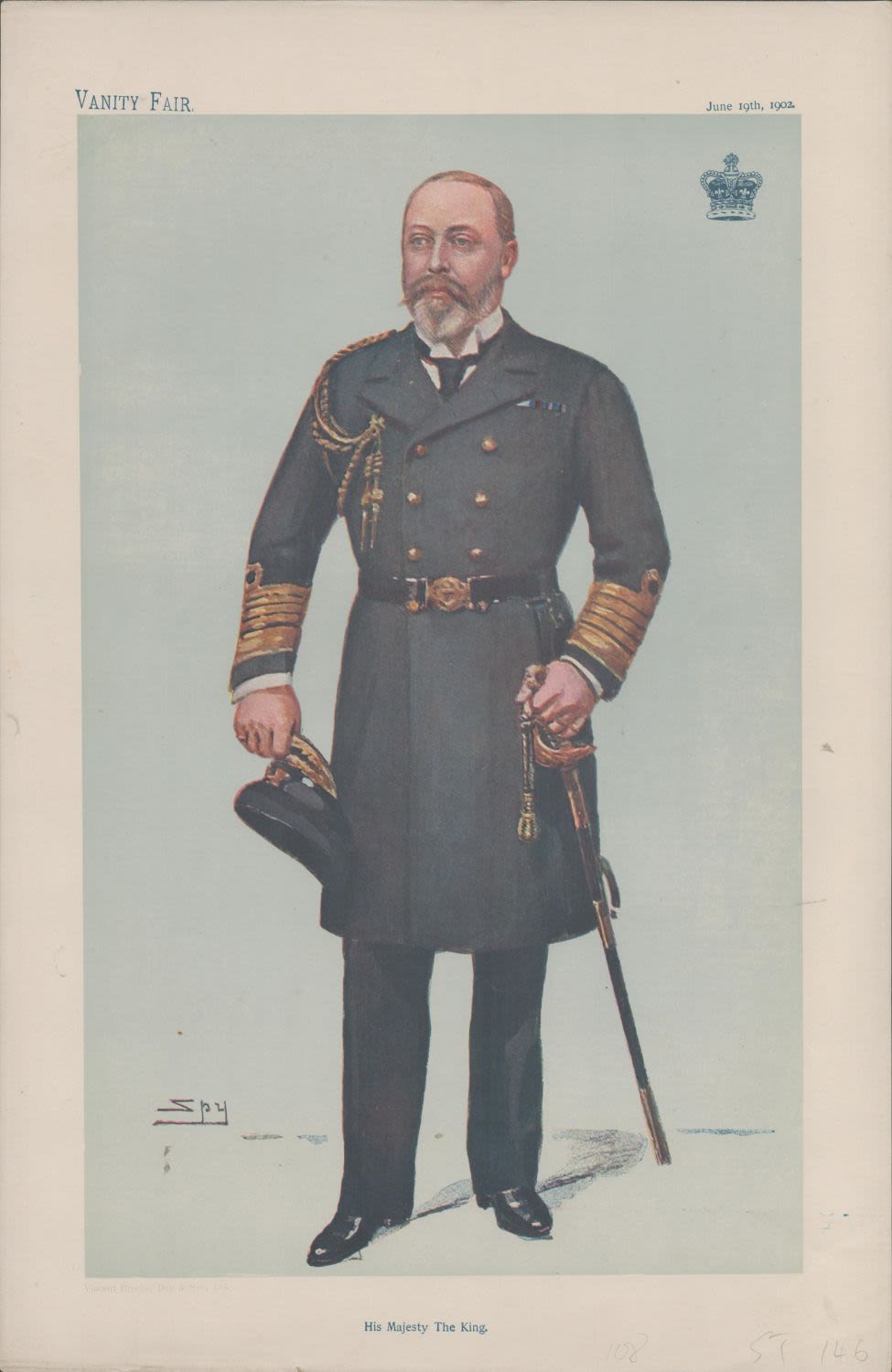 Lot 667: Vanity Fair print. Titled His Majesty the King....