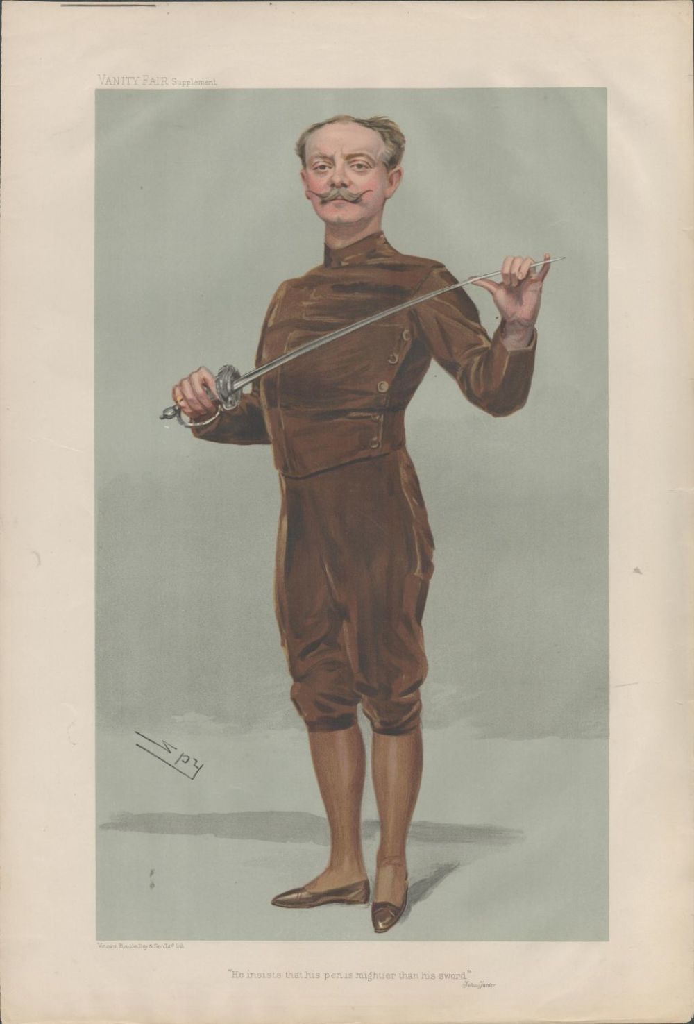 Lot 669: Vanity Fair print. Titled Pen mightier than the...