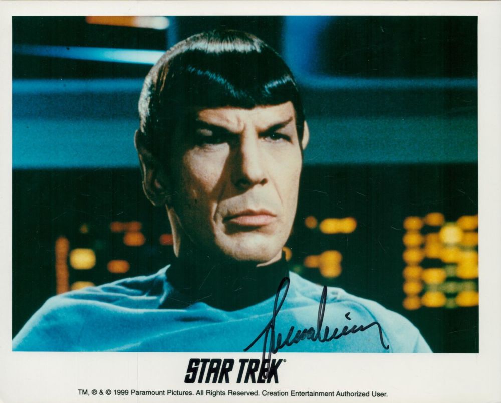 Lot 678: Leonard Nimoy signed 10x8 inch Star Trek colour...