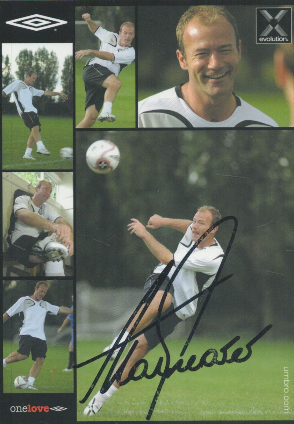Lot 700: Alan Shearer signed 6x4 inch Umbro colour promo...
