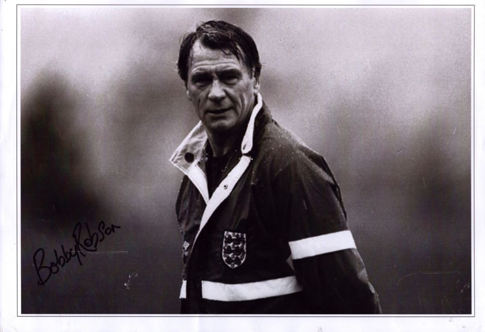 Lot 732: Football Bobby Robson signed 16x12 black and white...