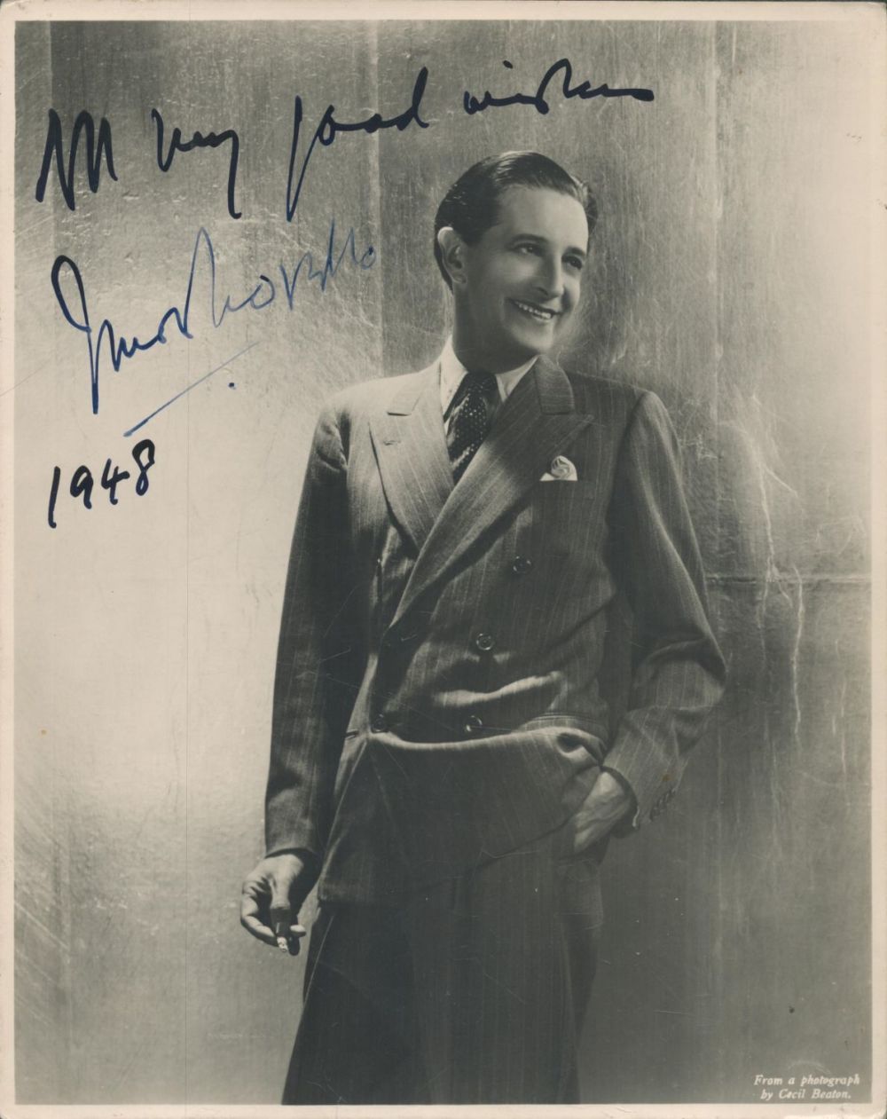 Lot 745: Ivor Novello signed 10x8 black and white photo....