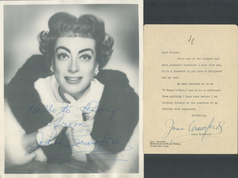 Lot 750: Joan Crawford TLS and 10x8 black and white...