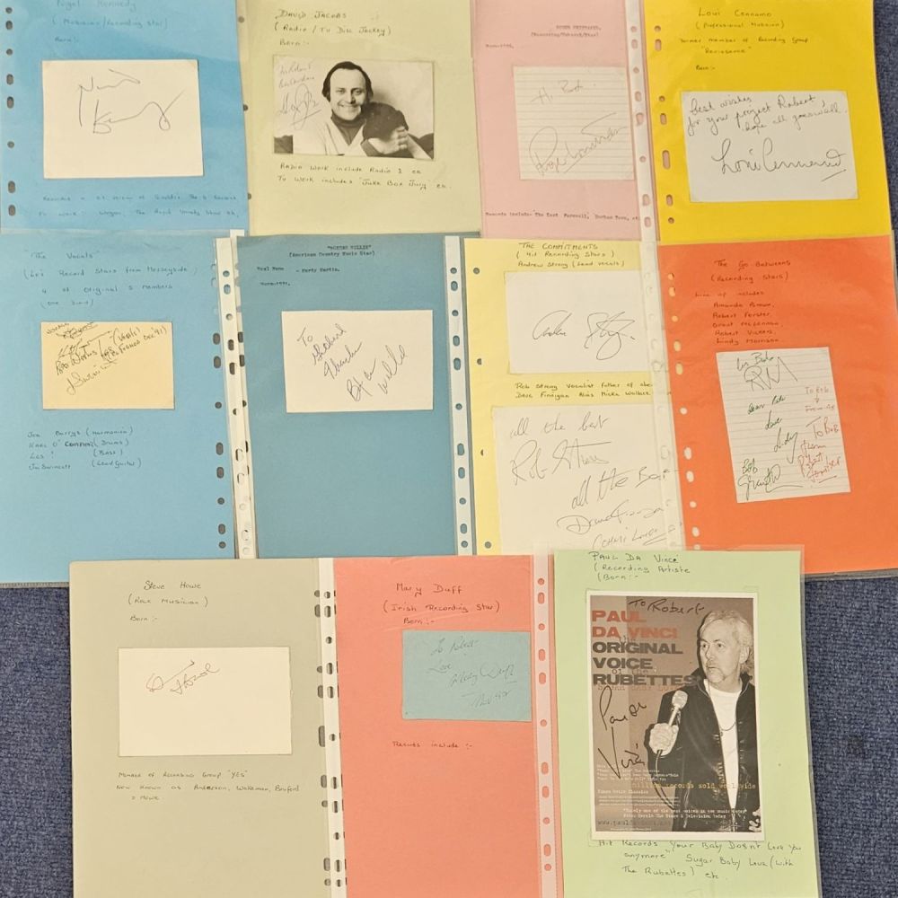 Lot 30: Music collection 15 assorted signed album pages, photos...