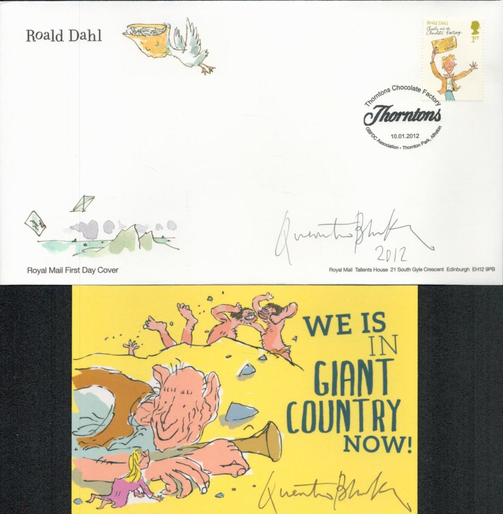 Lot 57: Quentin Blake, two original signed items: a 6x4...