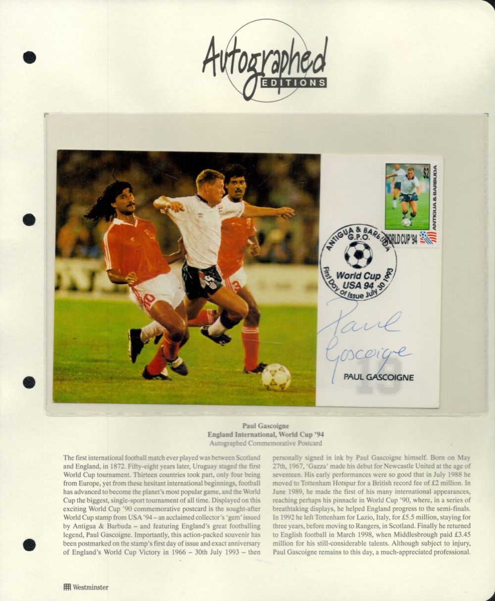 Lot 74: Paul Gascoigne signed England International World Cup 94...