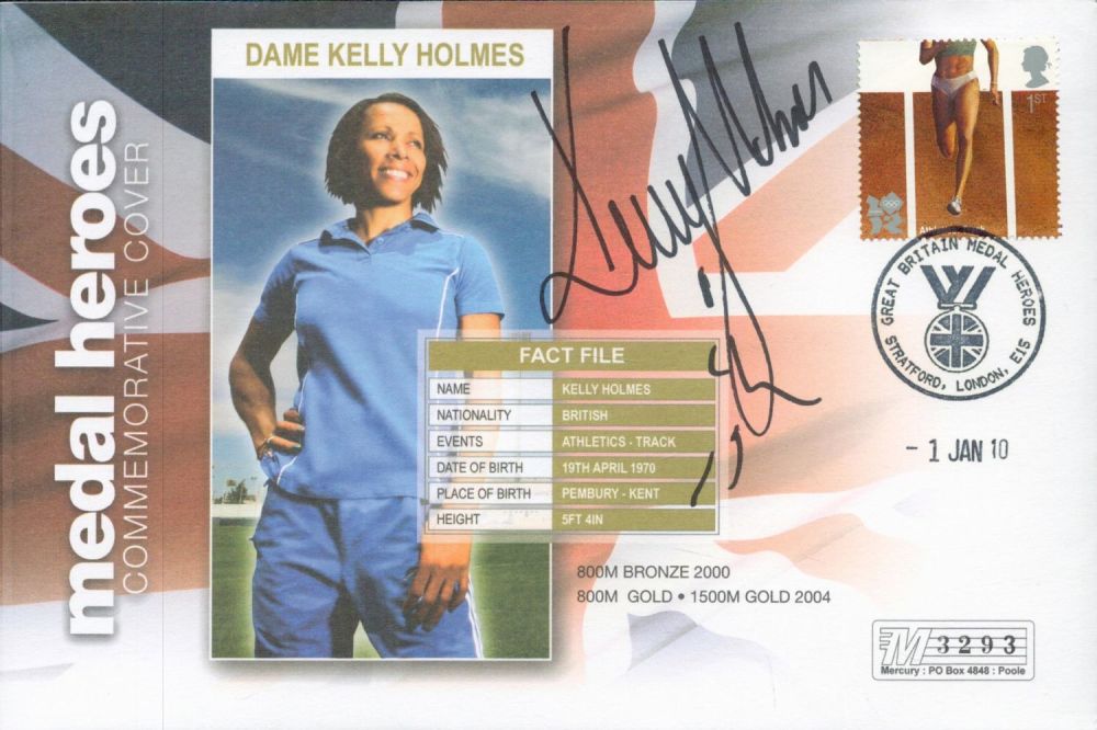 Lot 77: Dame Kelly Holmes signed Medal Heroes FDC. Good...