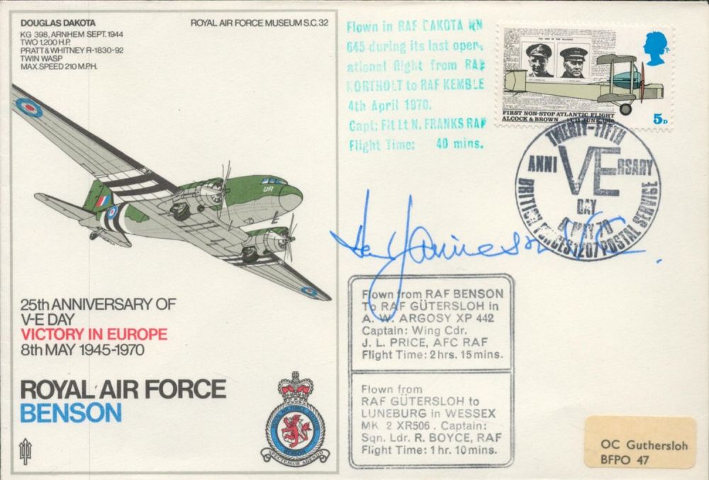 Lot 81: Jamieson VC signed RAF Benson cover. Good condition....