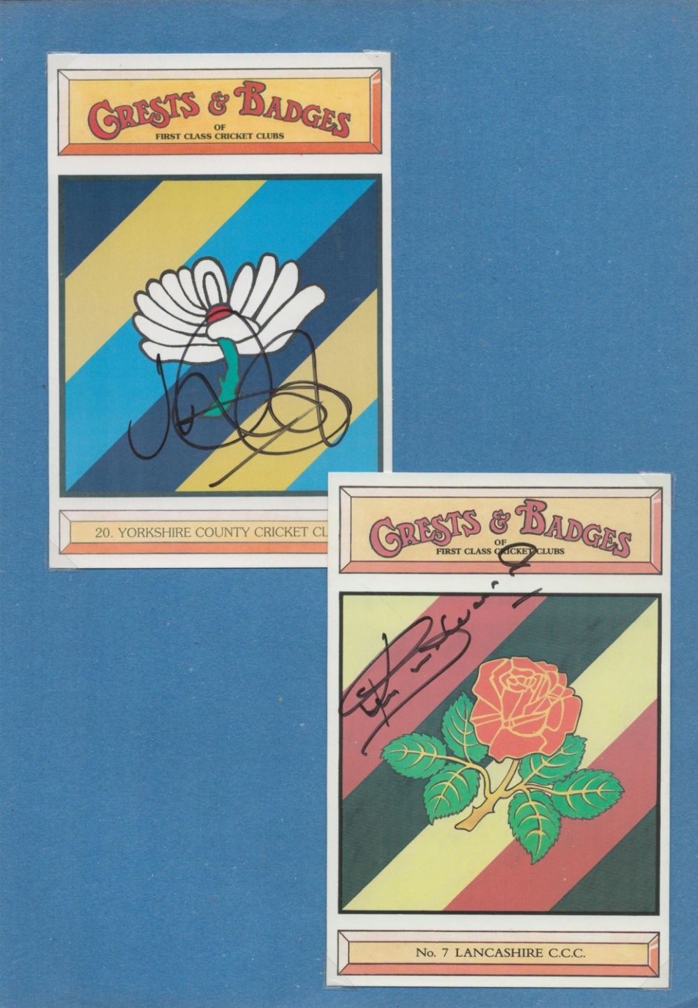 Lot 93: Joe Root and Ken Shuttleworth signed crested cards....