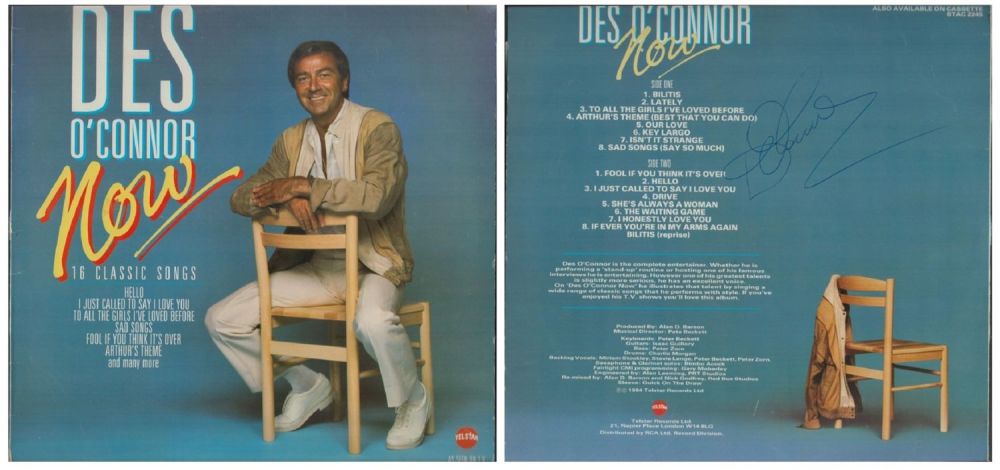Lot 113: Des O'Connor signed. now. (Vinyl record 33 1/3...