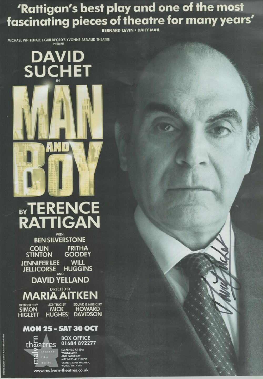 Lot 137: David Suchet signed black and white print 16.5x11.75...