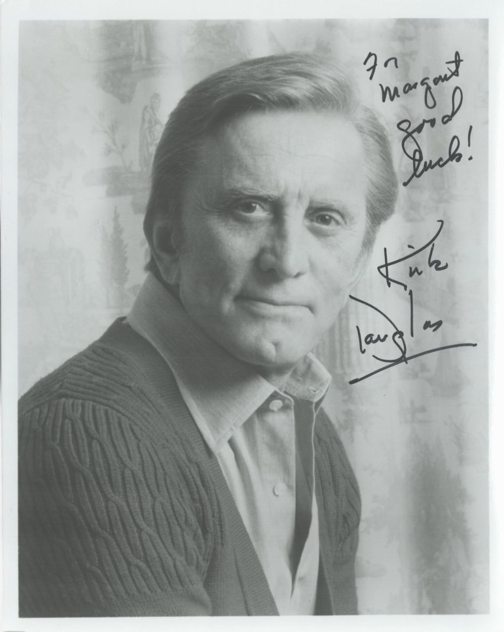 Lot 158: Kirk Douglas Signed 10x8 inch Black and White...