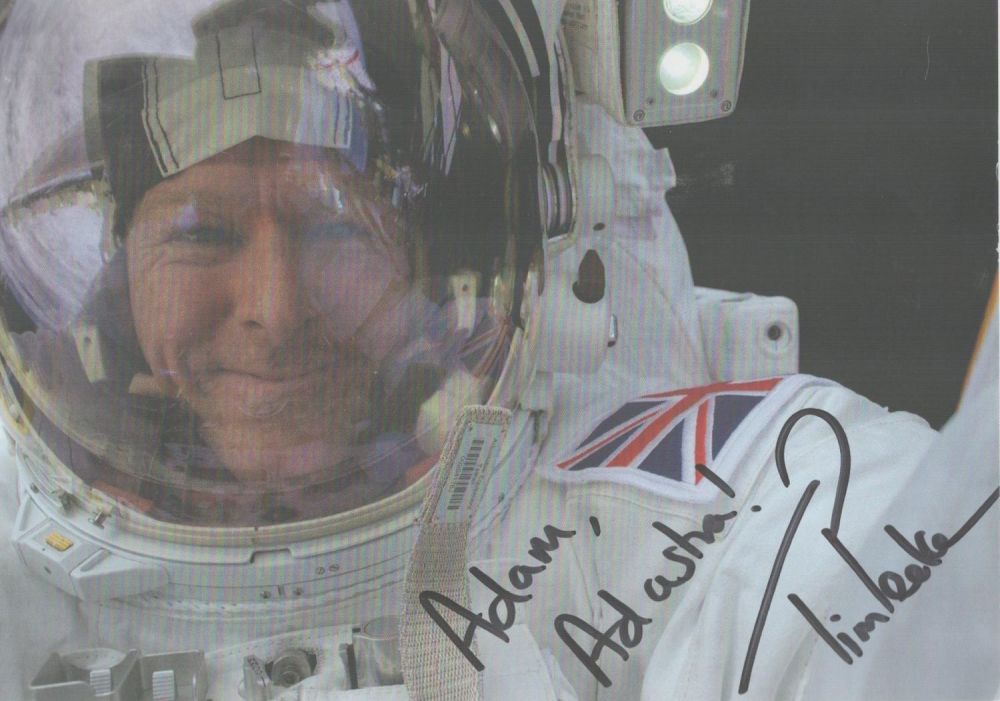 Lot 184: Tim Peake Signed Colour Post card, British ESA...