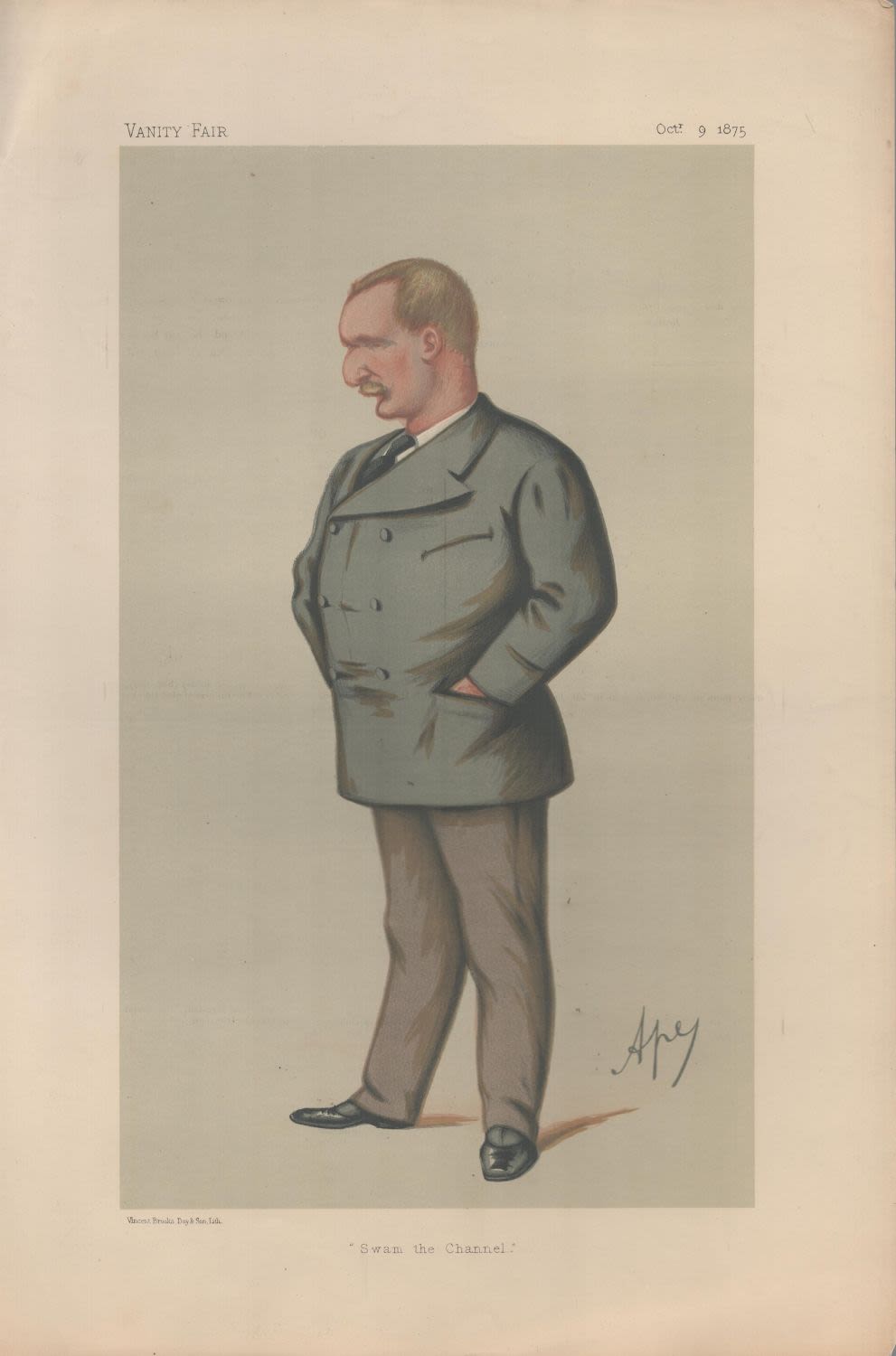 Lot 276: Vanity Fair Print. Titled Swam the Channel. Subject...