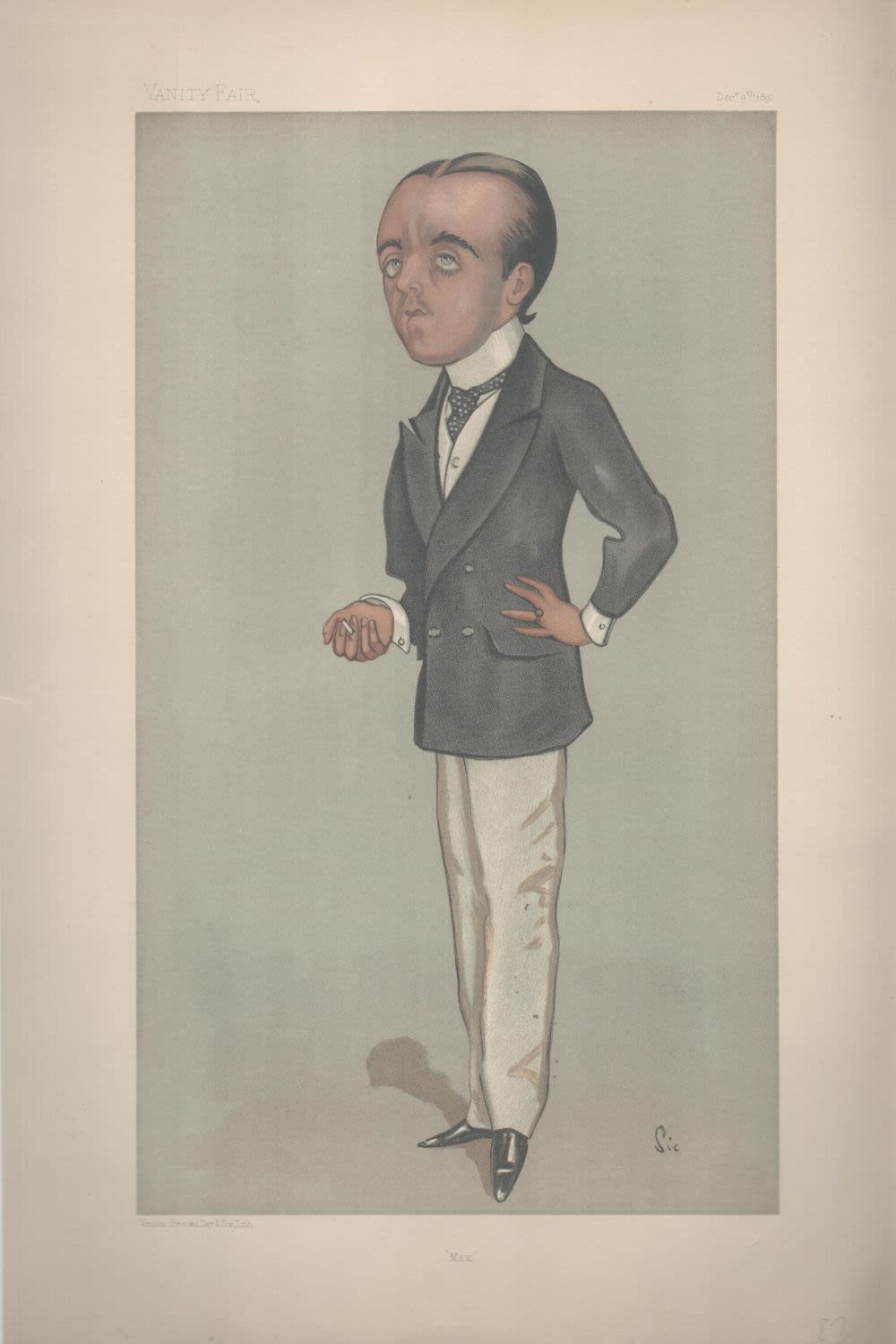 Lot 292: Vanity Fair Print. Titled Max. Subject Max Beernohm....