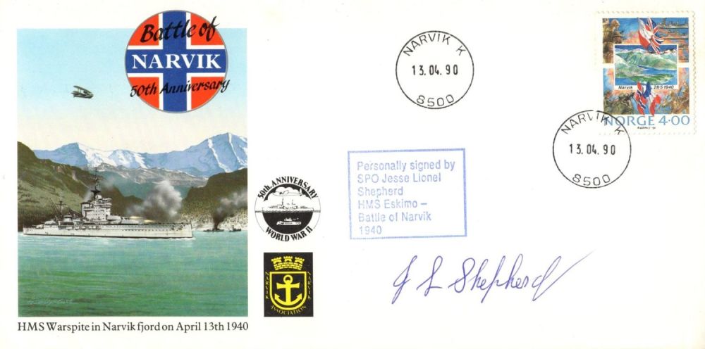 Lot 582: WW2 Battle of Narvik cover signed by veteran...