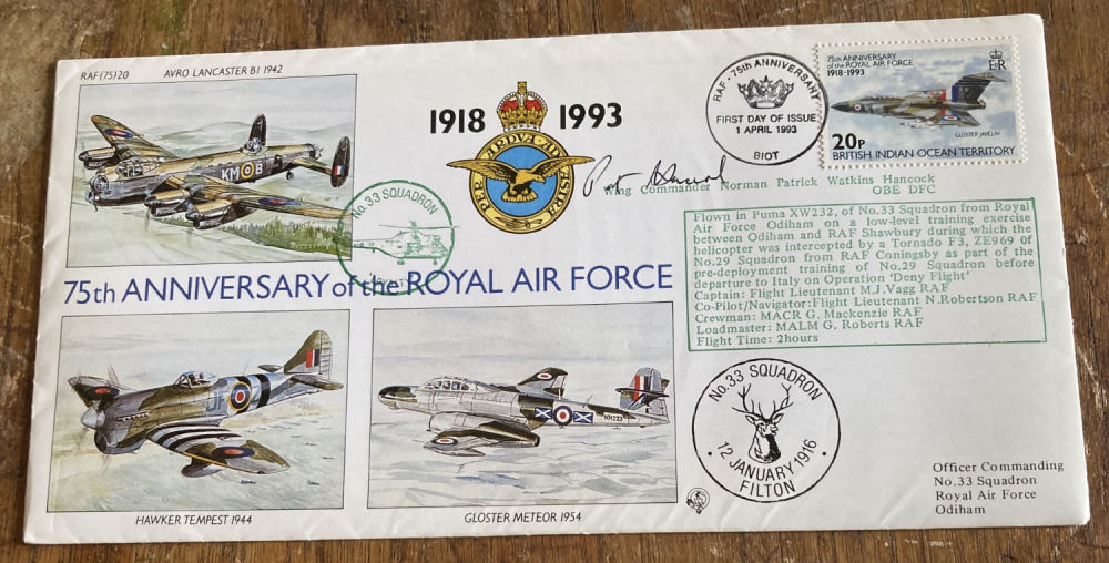 Lot 76: Wg Cdr Pat Hancock DFC 65 Sqn signed...