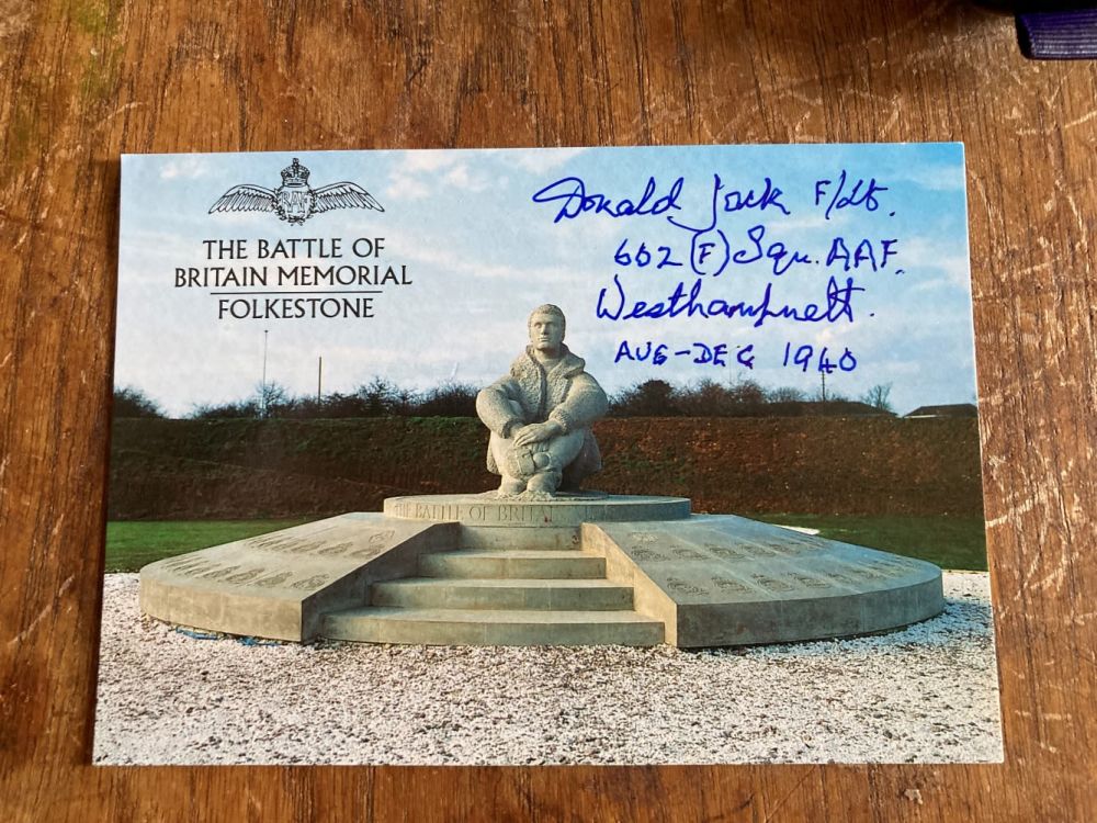 Lot 88: Donald Jack 602 Sqn signed 6 x 4...