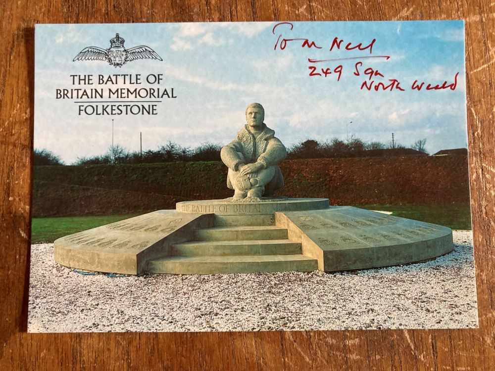 Lot 110: Tom Neil 249 Sqn signed 6 x 4...