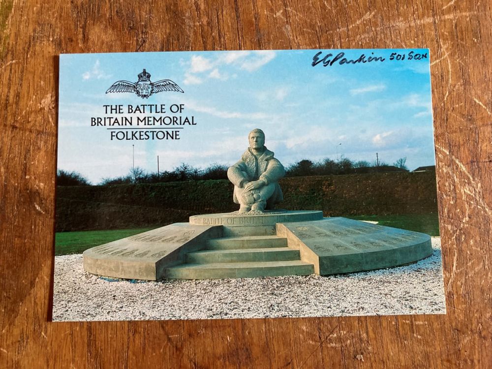Lot 114: Eric Parkin 501 Sqn signed 6 x 4...