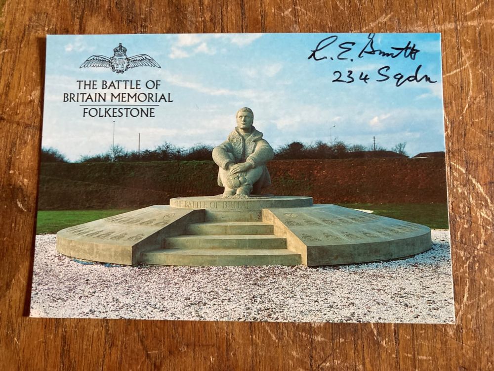 Lot 129: Leslie Smith 234 Sqn signed 6 x 4...