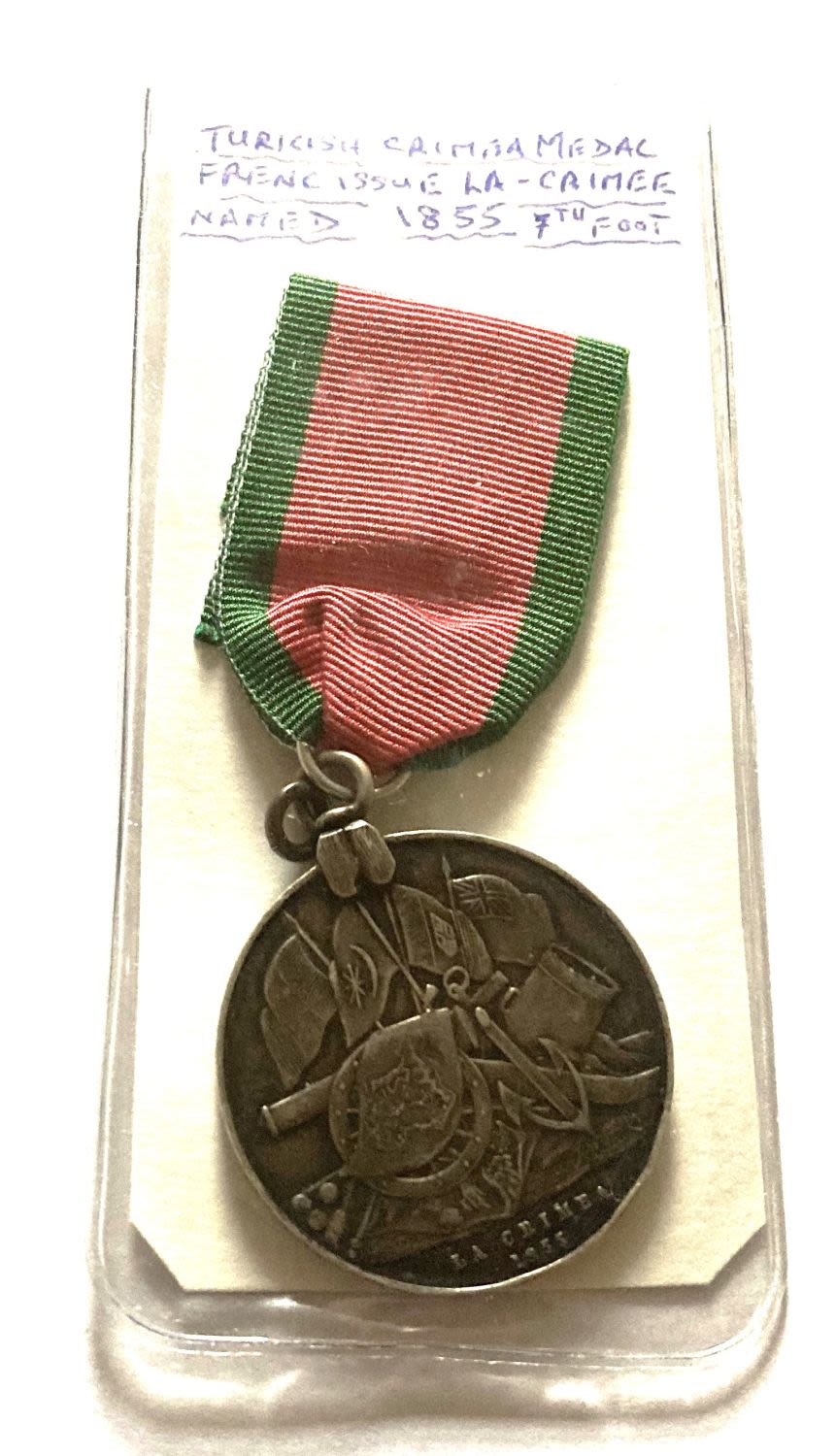 Lot 204: Turkish Crimean Medal La Crimee. Named to Pte...