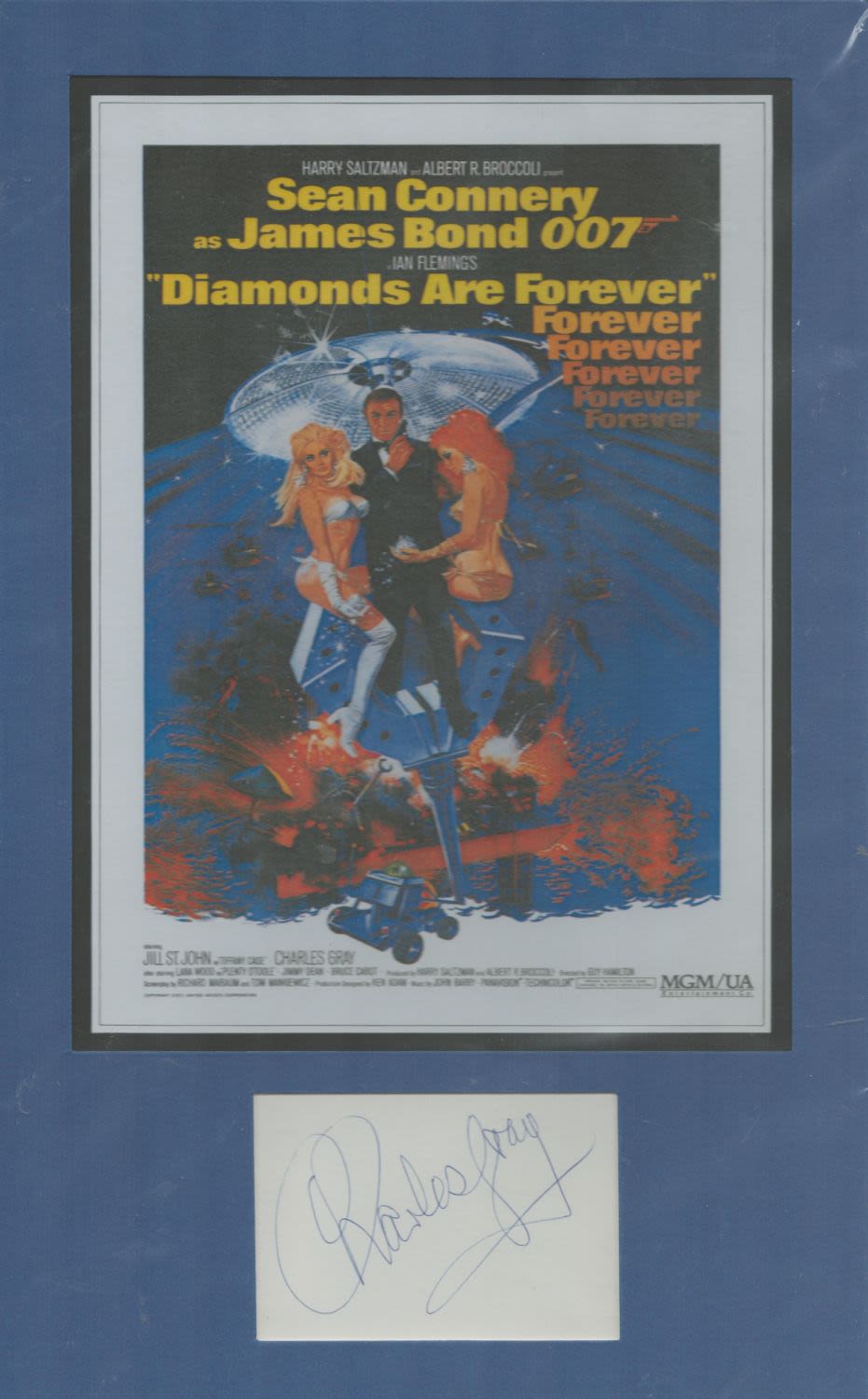 Lot 227: Charles Gray signature piece mounted below colour Diamonds...