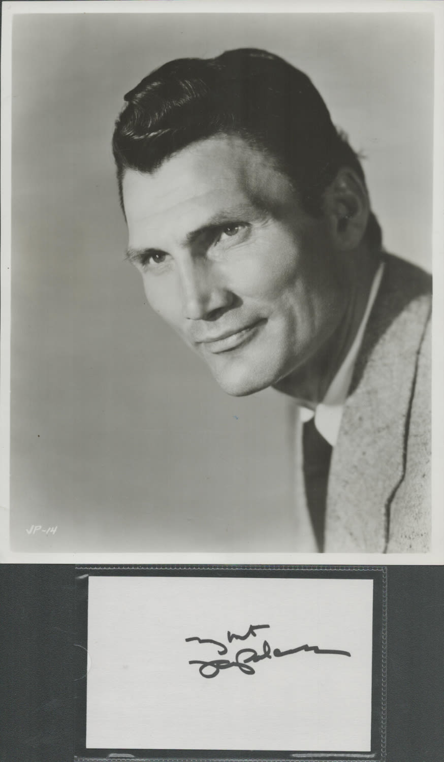 Lot 229: Jack Palance signed 6x4inch white card with 10x8inch...