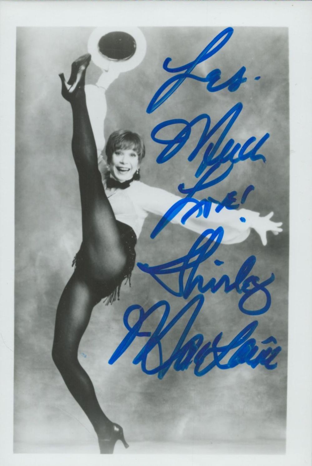 Lot 247: Shirley Maclaine signed 6x4inch black and white photo....