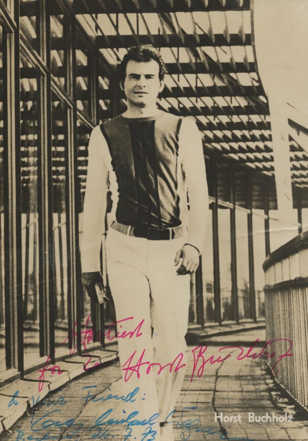 Lot 248: Horst Buchholz signed 8x6inch sepia photo. Good condition....
