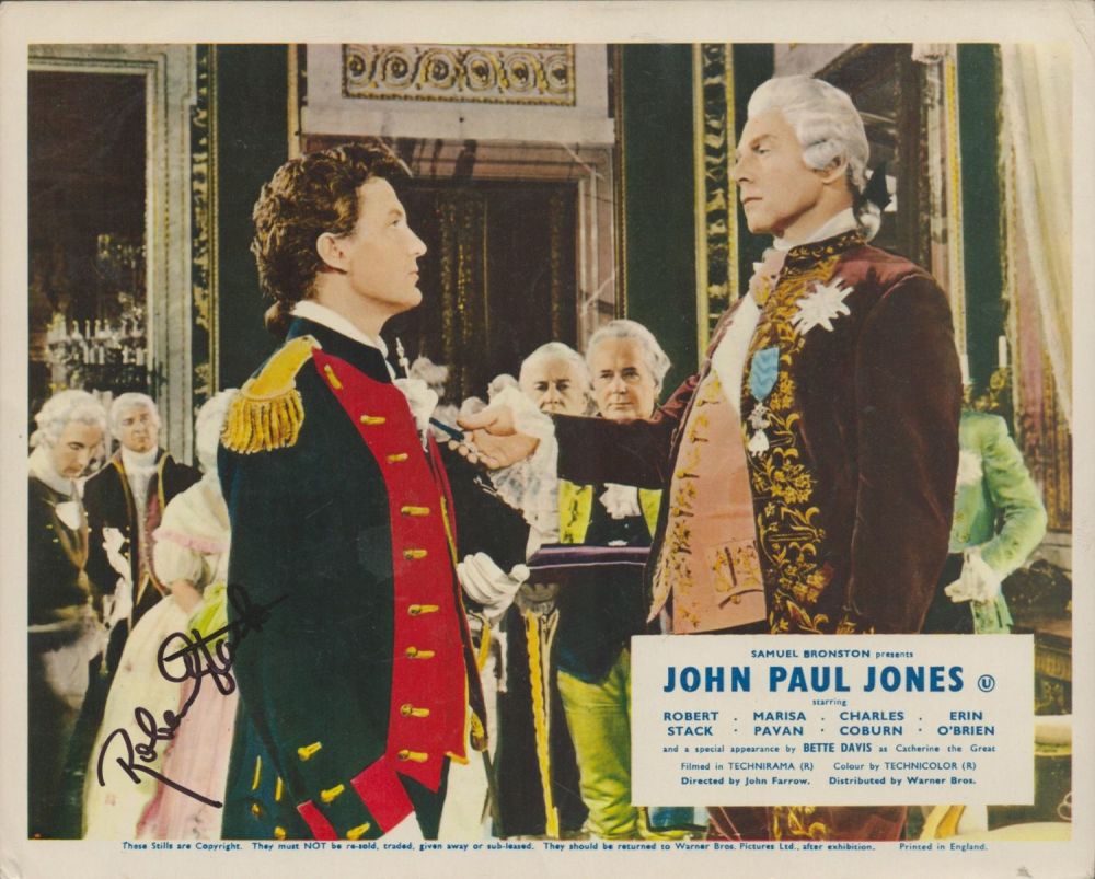 Lot 268: Robert Stack signed 10x8inch colour movie still from...