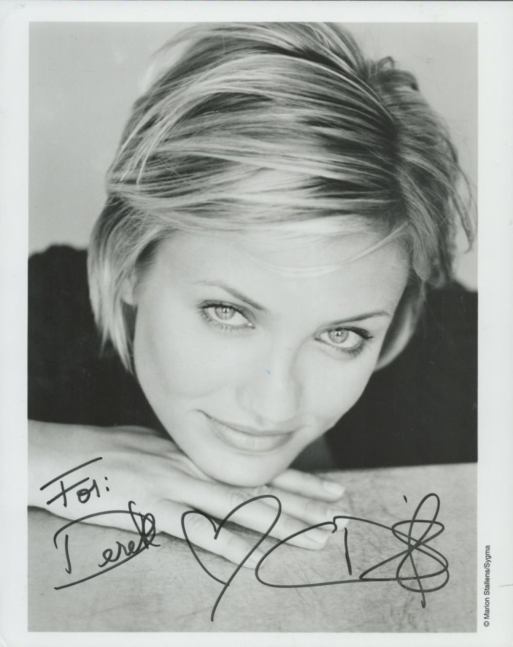 Lot 270: Cameron Diaz signed 10x8inch black and white photo....