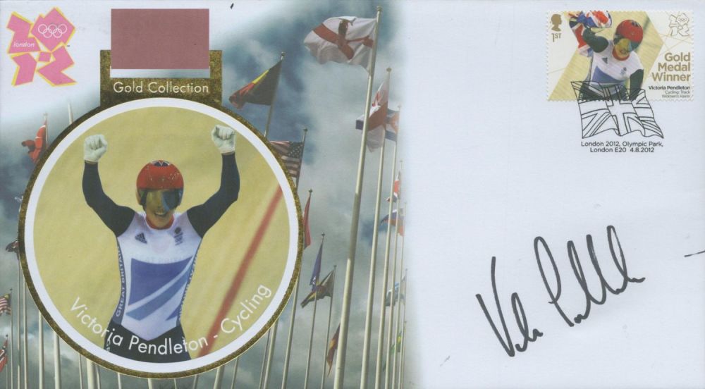 Lot 290: Victoria Pendleton signed London 2012 gold collection FDC....