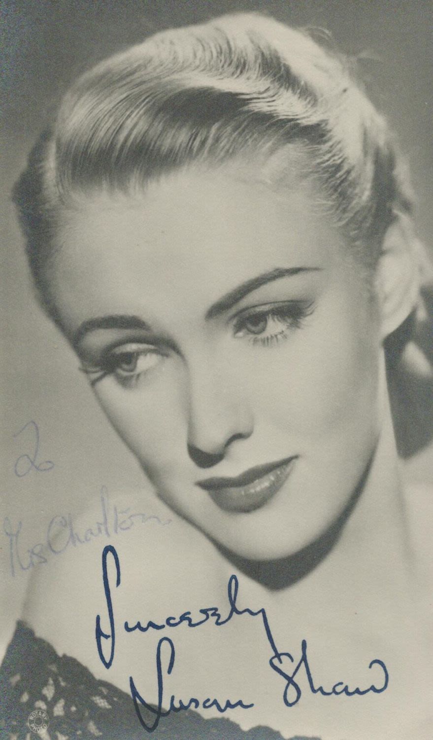 Lot 326: Susan Shaw signed vintage black and white photo....
