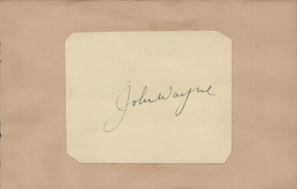 Lot 329: John Wayne signed autograph small white card cut...