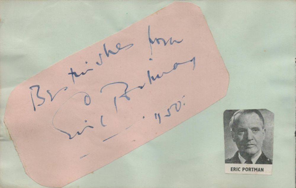 Lot 332: Eric Portman signed autograph cut out pink card...