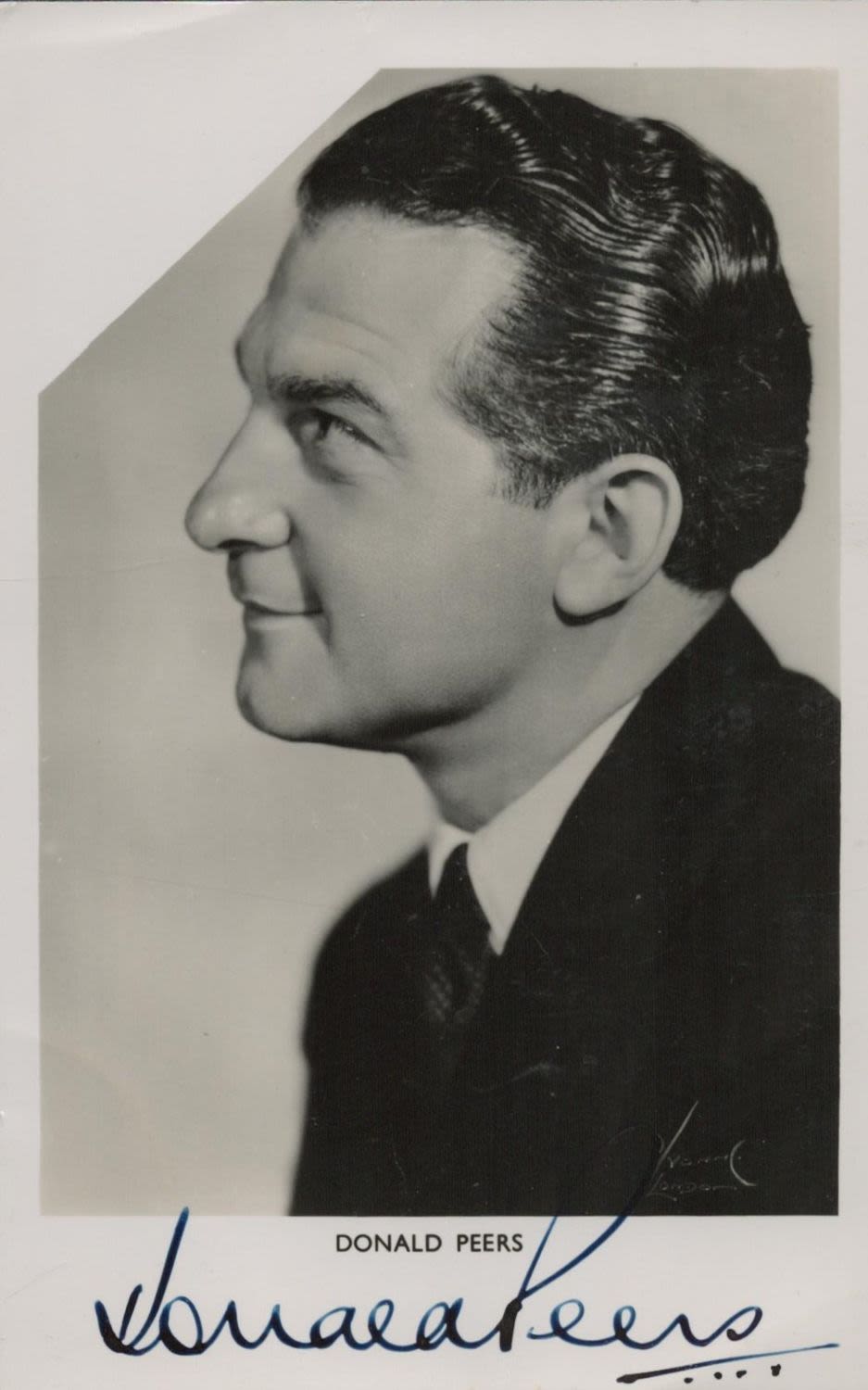 Lot 350: Donald Peers signed vintage black and white photo....