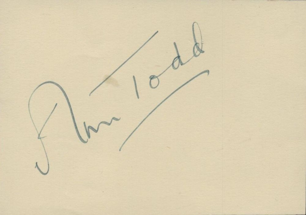 Lot 373: Ann Todd signed autograph approx. size 3.75x2.5 Inch....