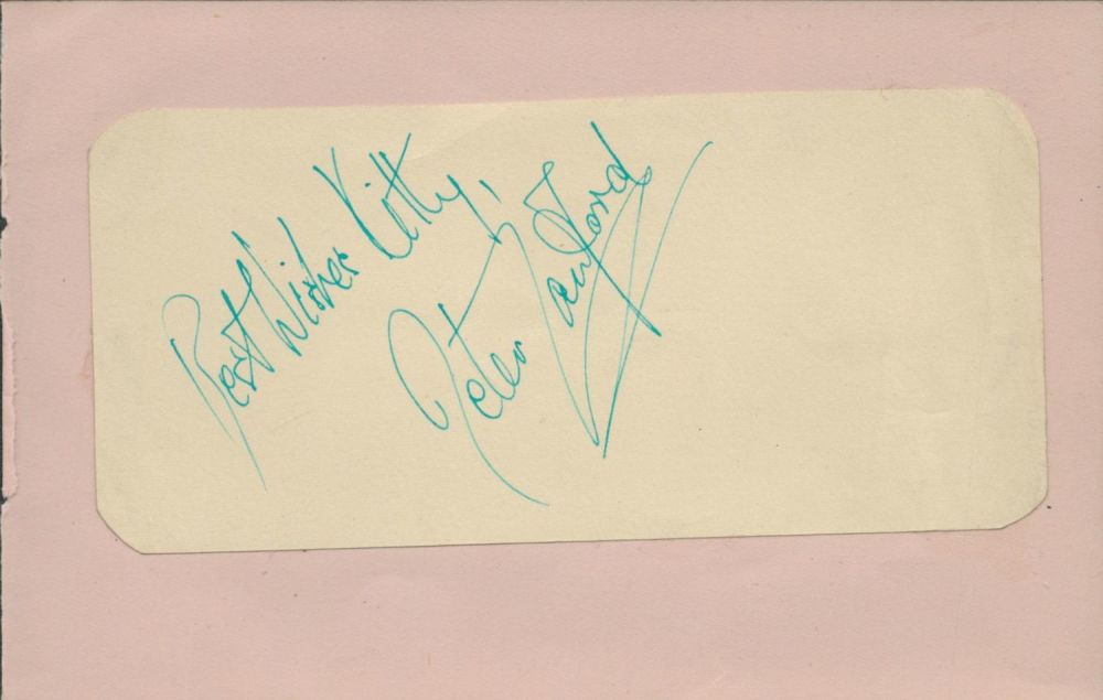 Lot 386: Peter Lawford signed autograph fix onto small pink...