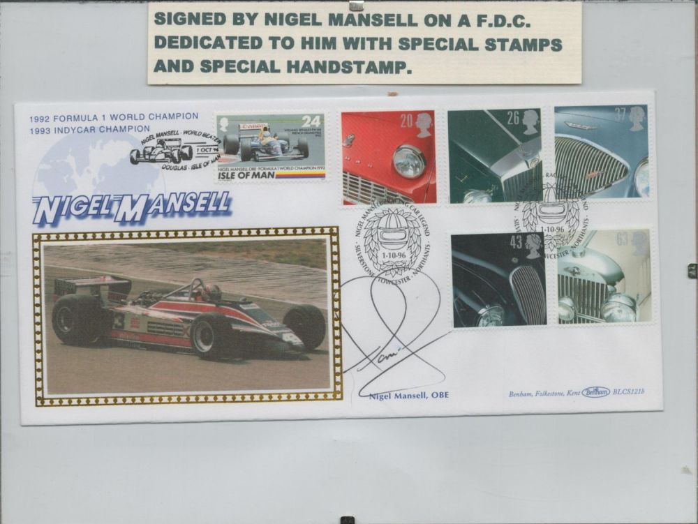 Lot 527: Nigel Mansell OBE signed FDC 1992 Formula 1...