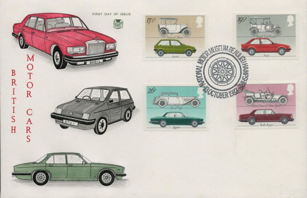 Lot 534: FDC British Motor Cars. Four stamps plus single...