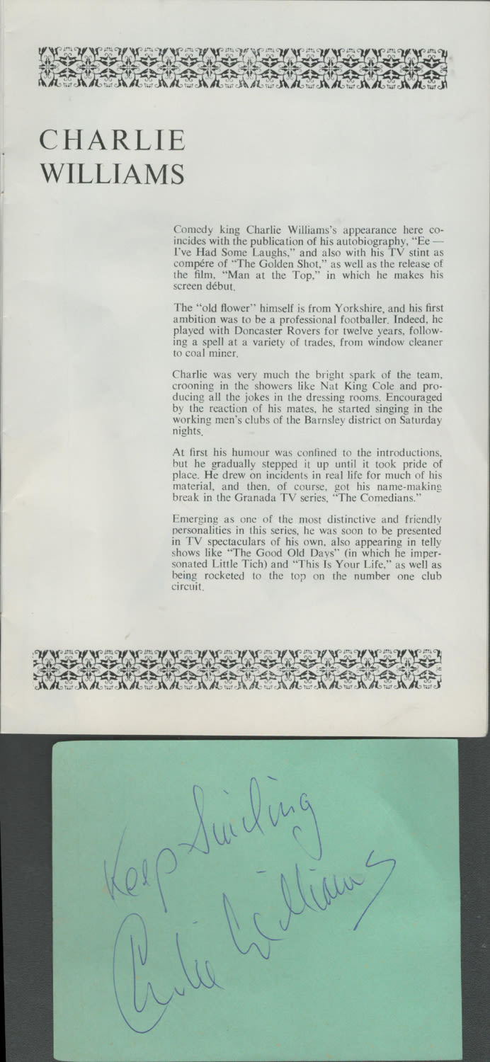 Lot 564: Tv and Film. Charlie Williams Signed Autograph Album...