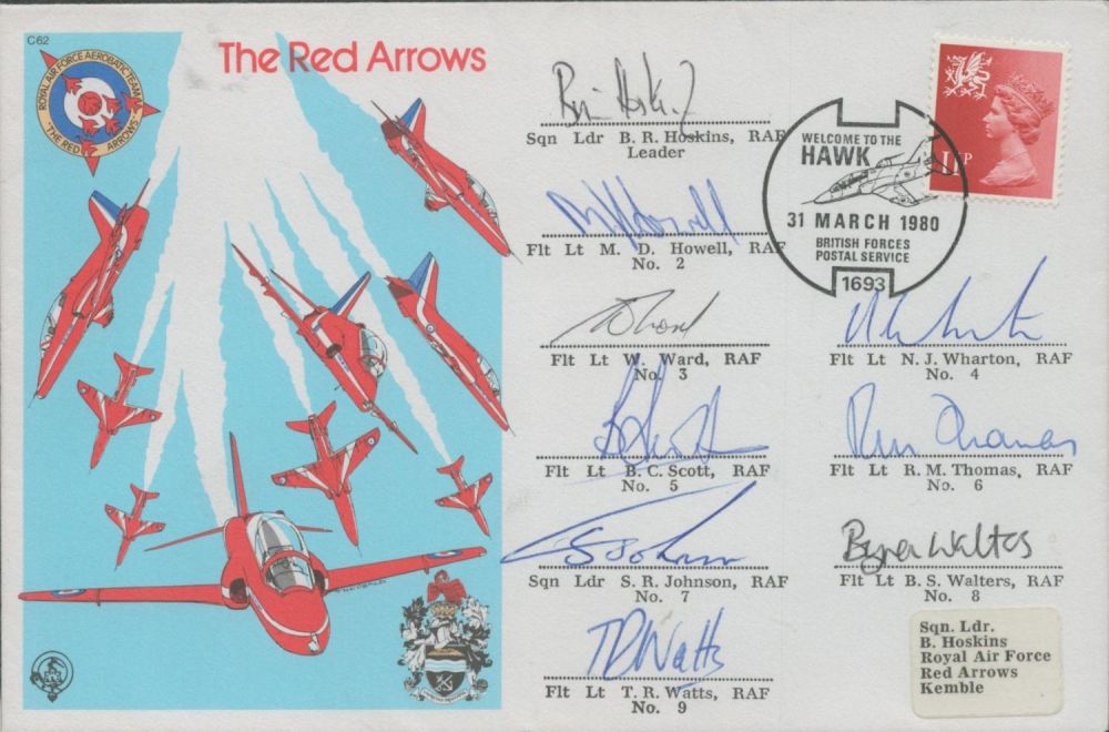 Lot 567: The Red Arrows R.A.F. Formation Flying Team Signed...