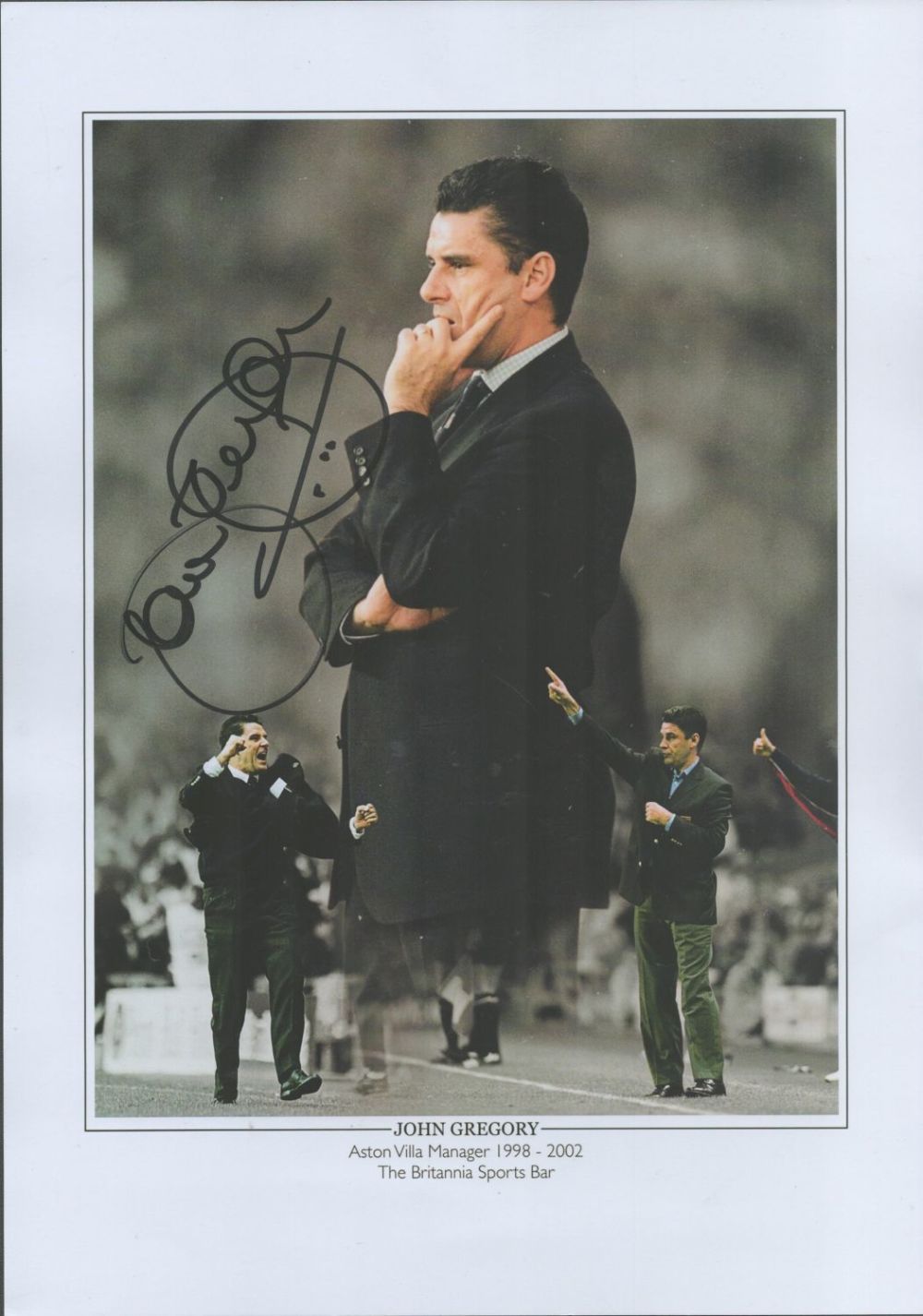 Lot 636: John Gregory signed 16x12inch colourised Aston Villa montage...