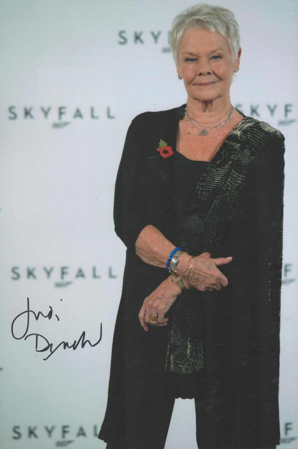 Lot 646: Judi Dench signed 12x8inch full length colour portrait...