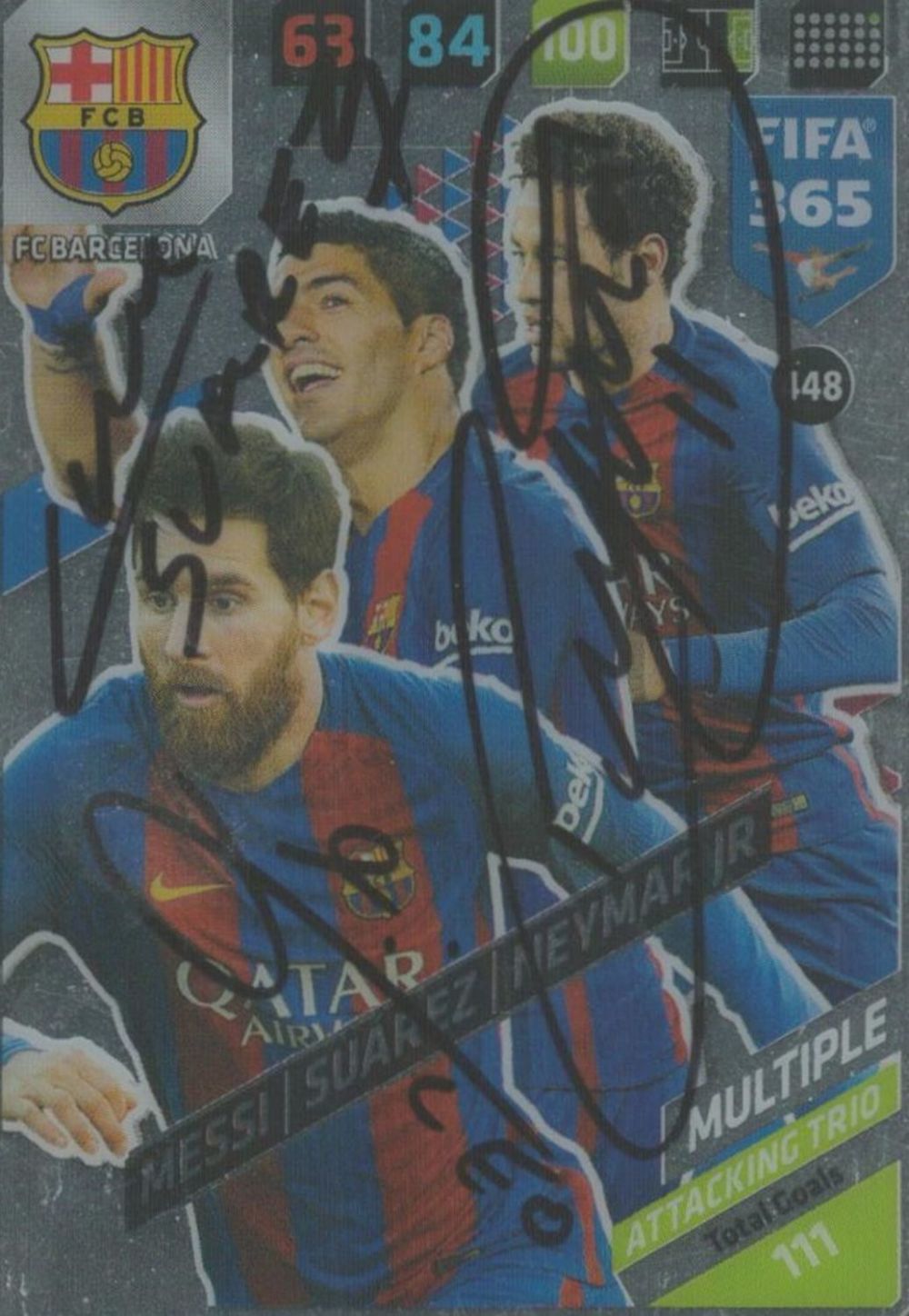 Lot 660: Lionel Messi, Luis Suarez and Neymar signed Barcelona...