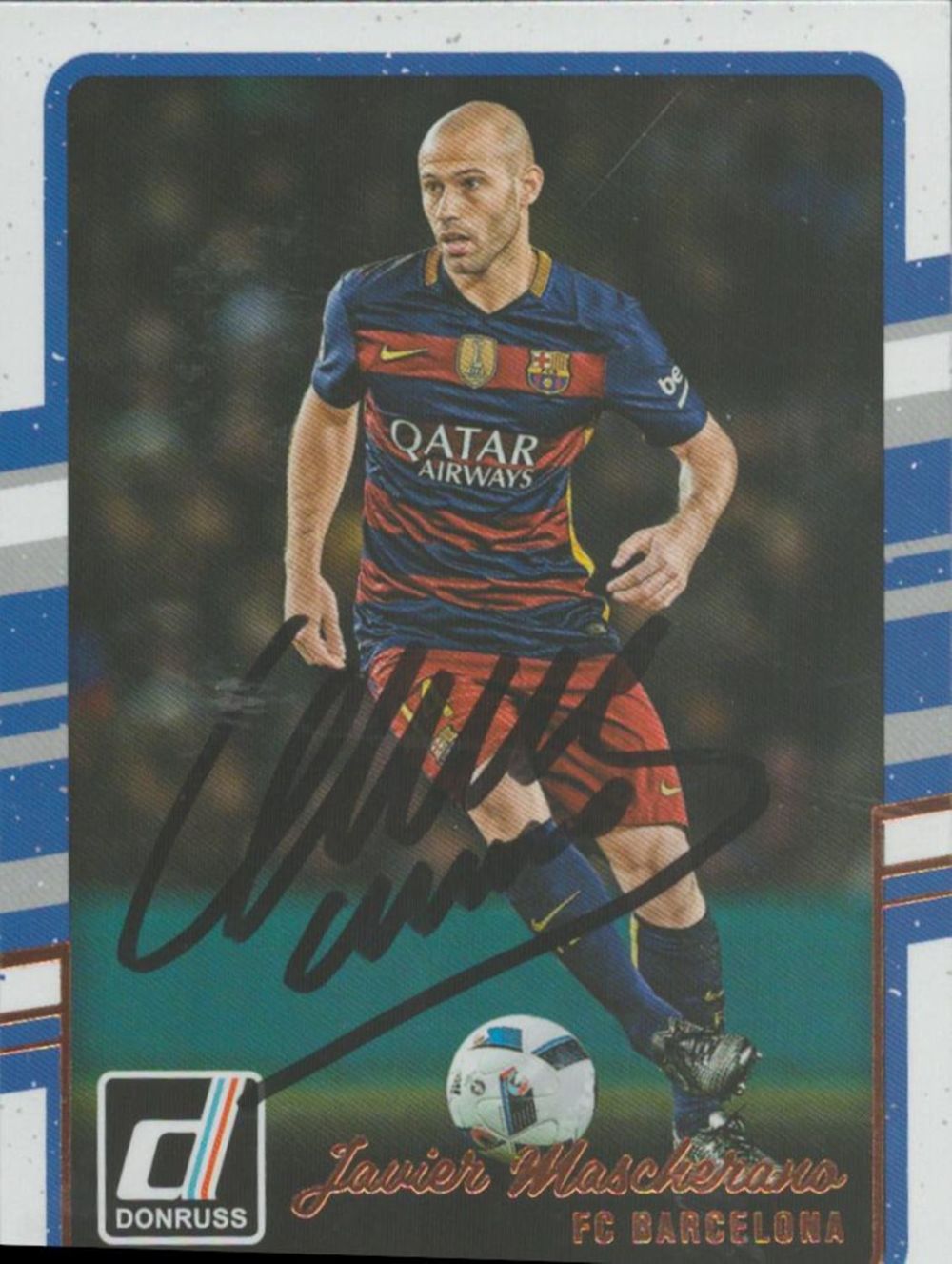 Lot 669: Javier Maschereno signed Barcelona Panini trading card. Good...