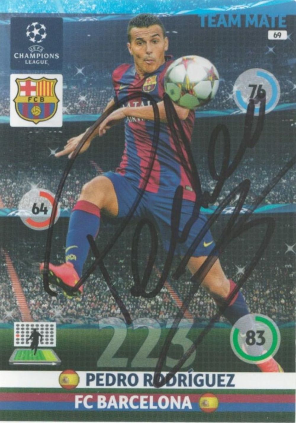 Lot 681: Pedro Rodriguez signed Barcelona Champions League Panini trading...