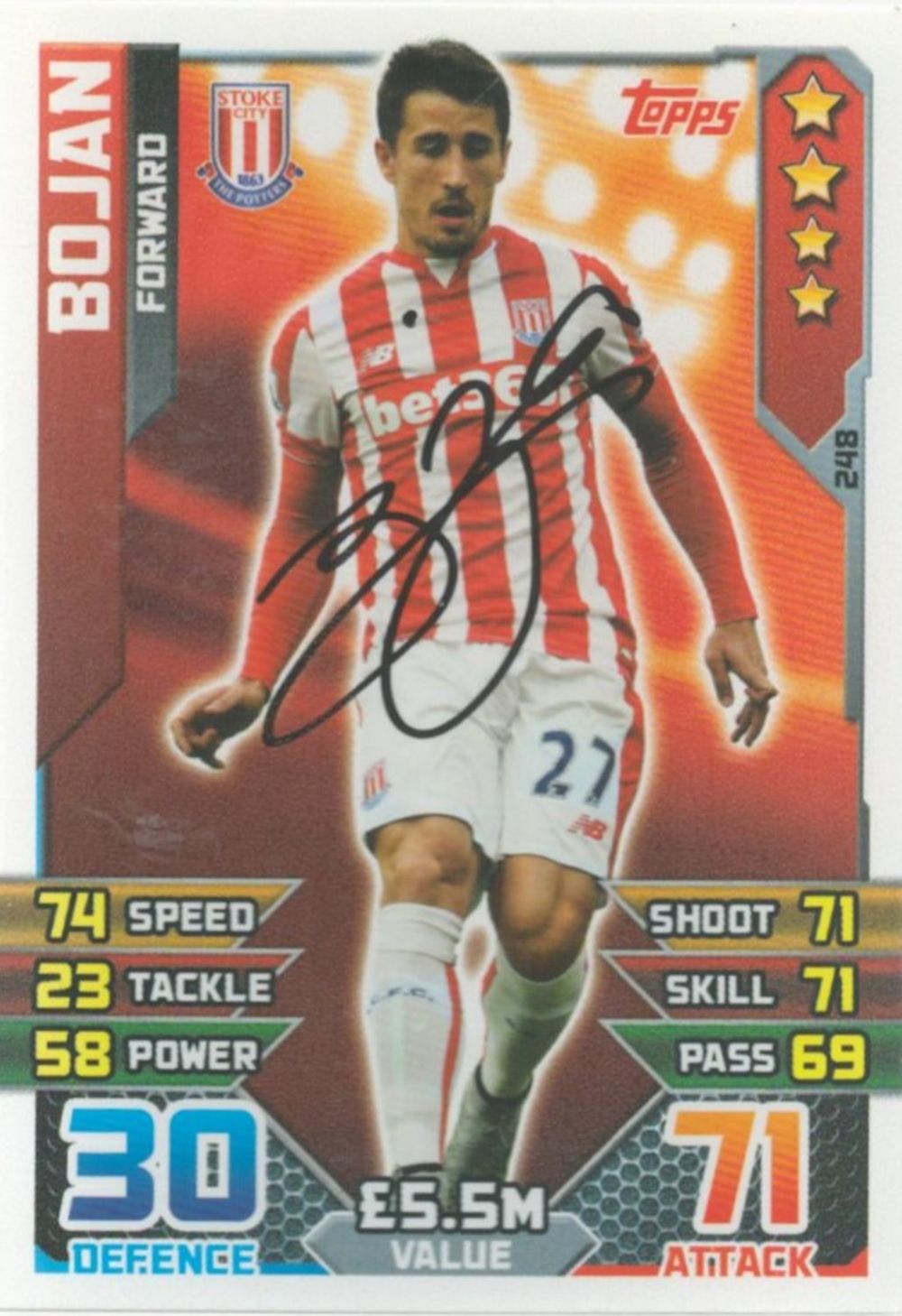 Lot 694: Bojan signed Stoke City Match Attax Topps trading...