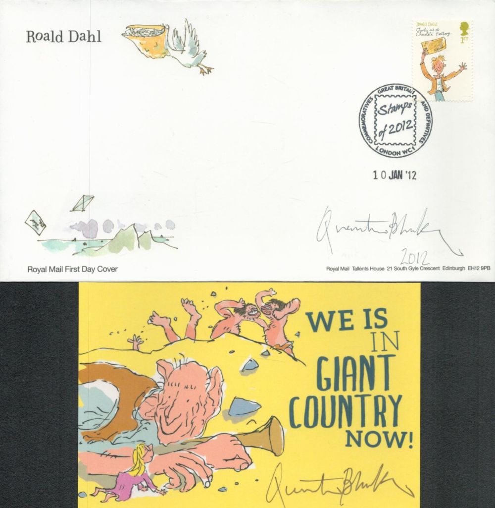 Lot 58: Quentin Blake, two original signed items: a 6x4...